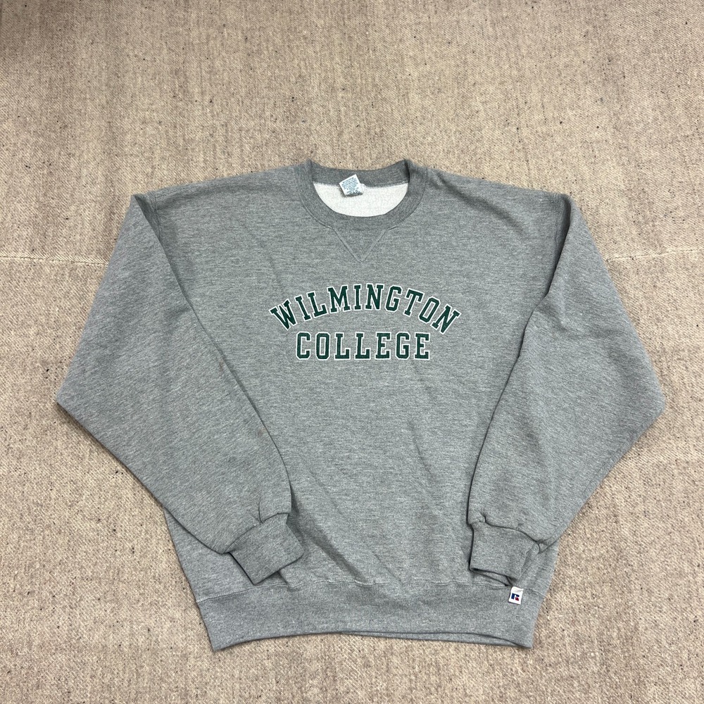 Vintage Wilmington College Sweatshirt Mens XL Gray 1990s Russell Athletic‎